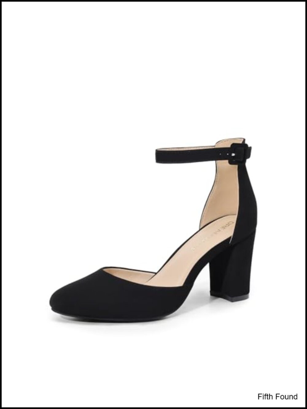 Women's Chunky Heel Pumps Faux Leather Round Toe Ankle Strap Block Heel Dress